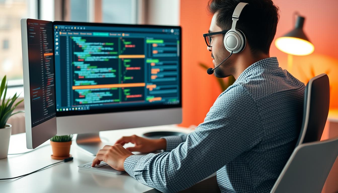 Generate an image of a developer working with Restack AI Roulette Framework on a computer. Generate an image of a developer working with Restack AI Roulette Framework on a computer.