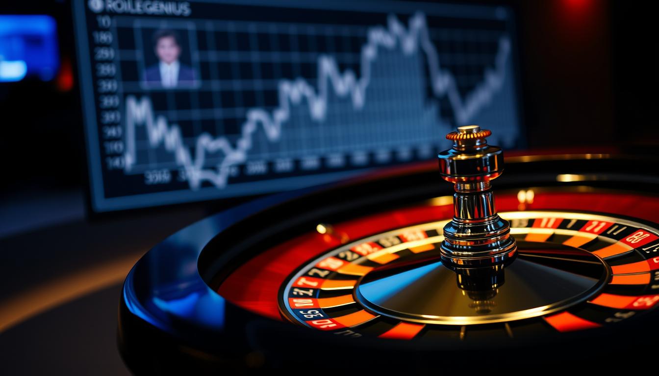 Generate an image of a roulette wheel with a subtle hint of a graph or chart in the background, symbolizing the analytical power of RouleGENIUS software. Generate an image of a roulette wheel with a subtle hint of a graph or chart in the background, symbolizing the analytical power of RouleGENIUS software.