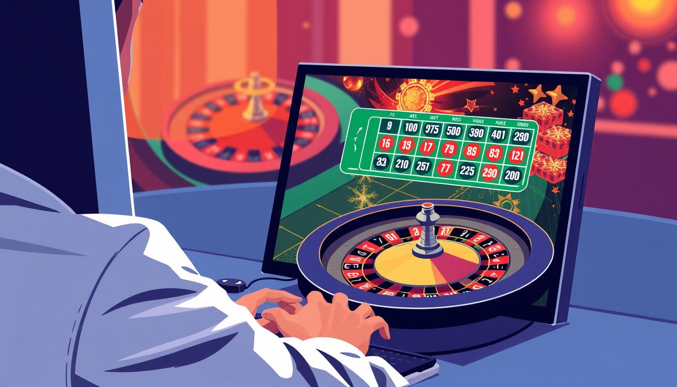Image of a person using roulette betting software on a computer
