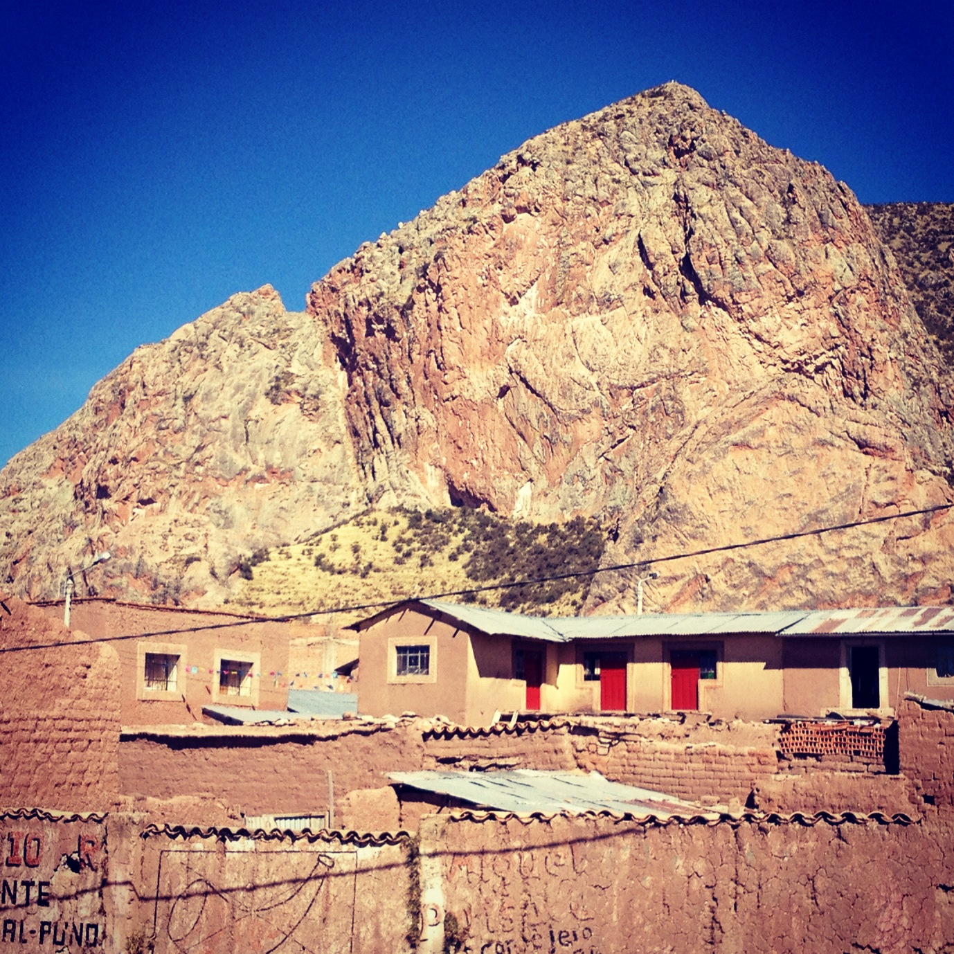 Otherworldly landing ground adjacent to where the three pre-Colombian pyramids stood, Pukara, Puno