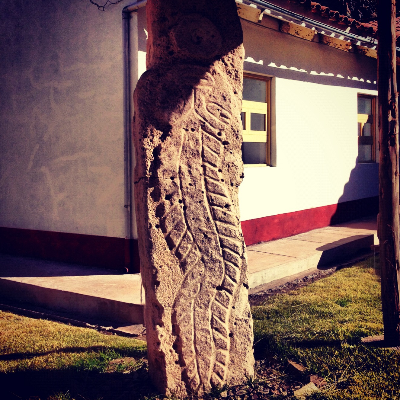 Pre-Colombian stone slab depicting a Reptilian Astronaut