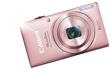 A pink canon digital camera