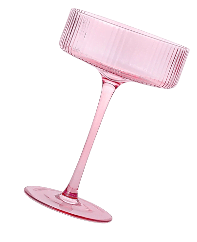 A pink cocktail glass with subtle texture