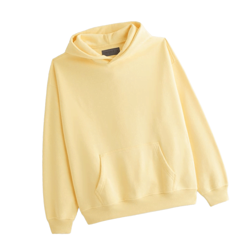A soft hoodie sweater with front pockets in butter yellow