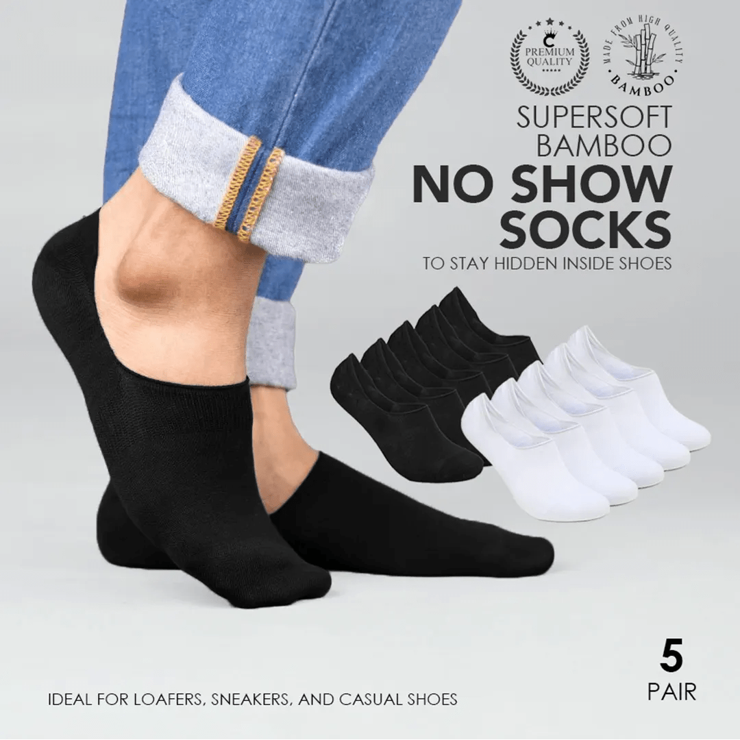 Super Soft bamboo No Show Loafer Socks – Solid 5 Pack