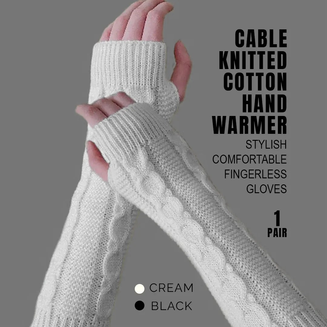 Elegant Women Long Cable Twist Knit Fingerless Gloves
