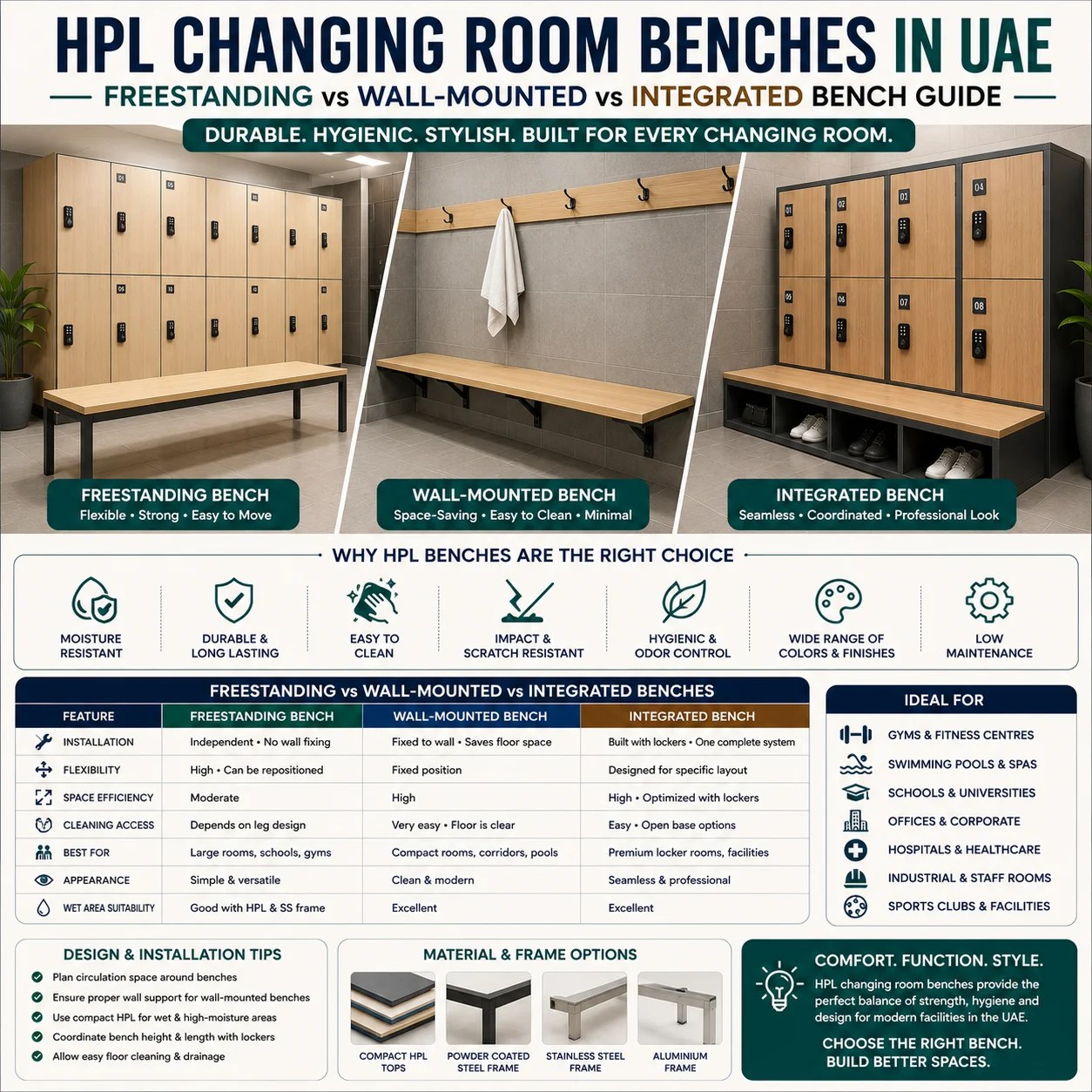 HPL Changing Room Benches UAE Design & Installation Guide