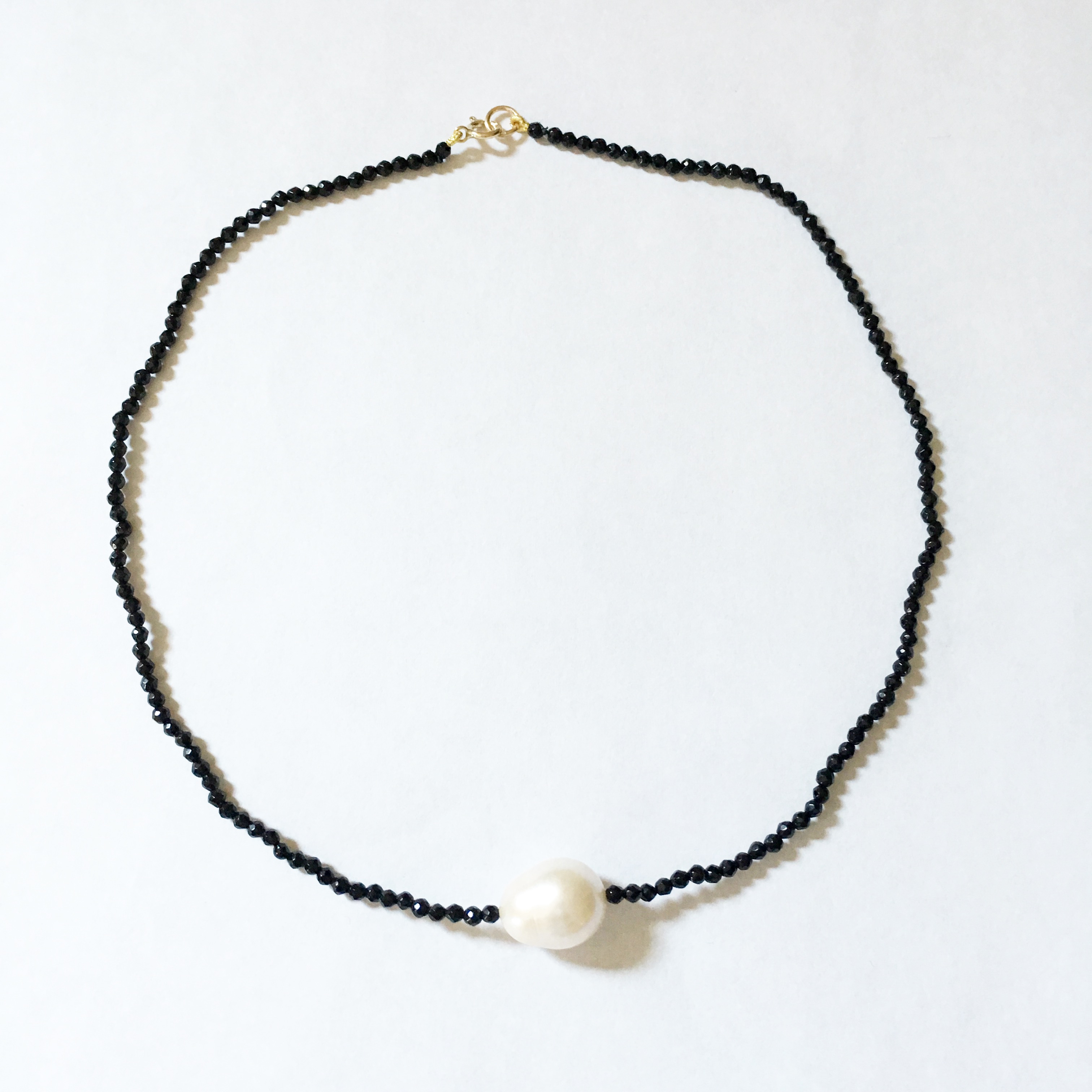 Pearl Black Beaded Choker Necklace 