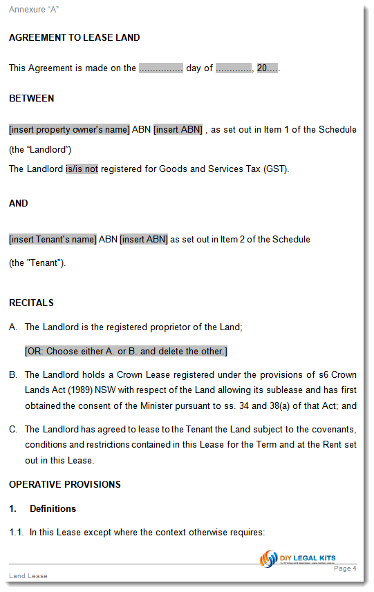 Lease For Agricultural Land Agreement Template
