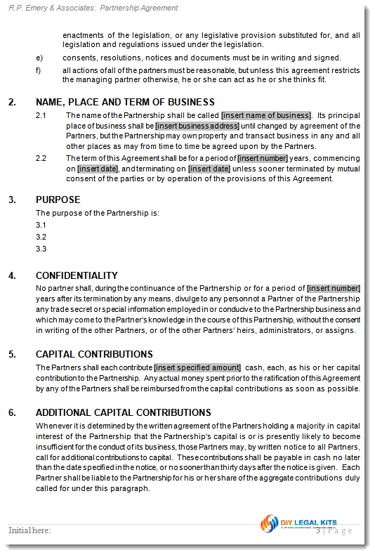 General Partnership Agreement Business Partners Contract