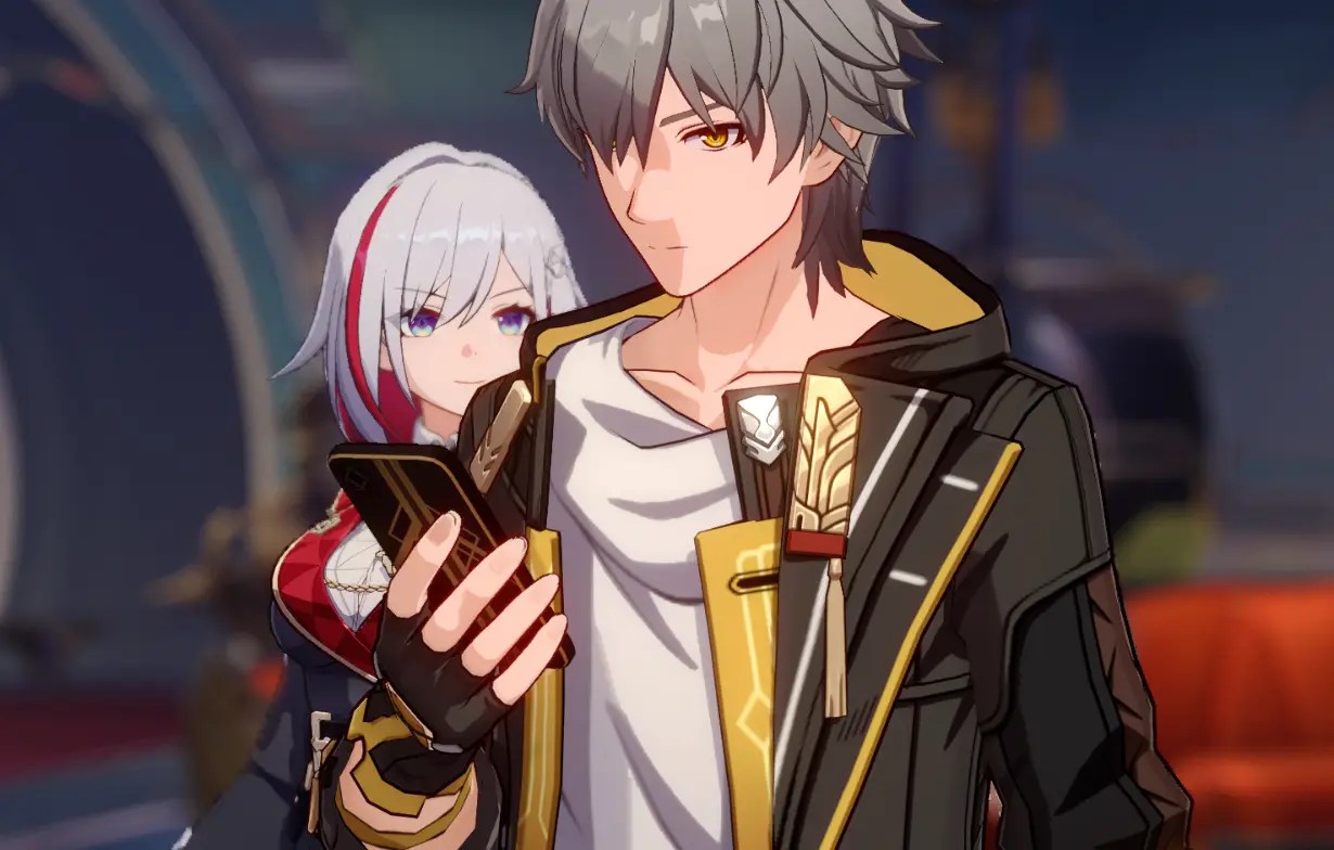 崩壊スターレイルの主人公、スマホを操作