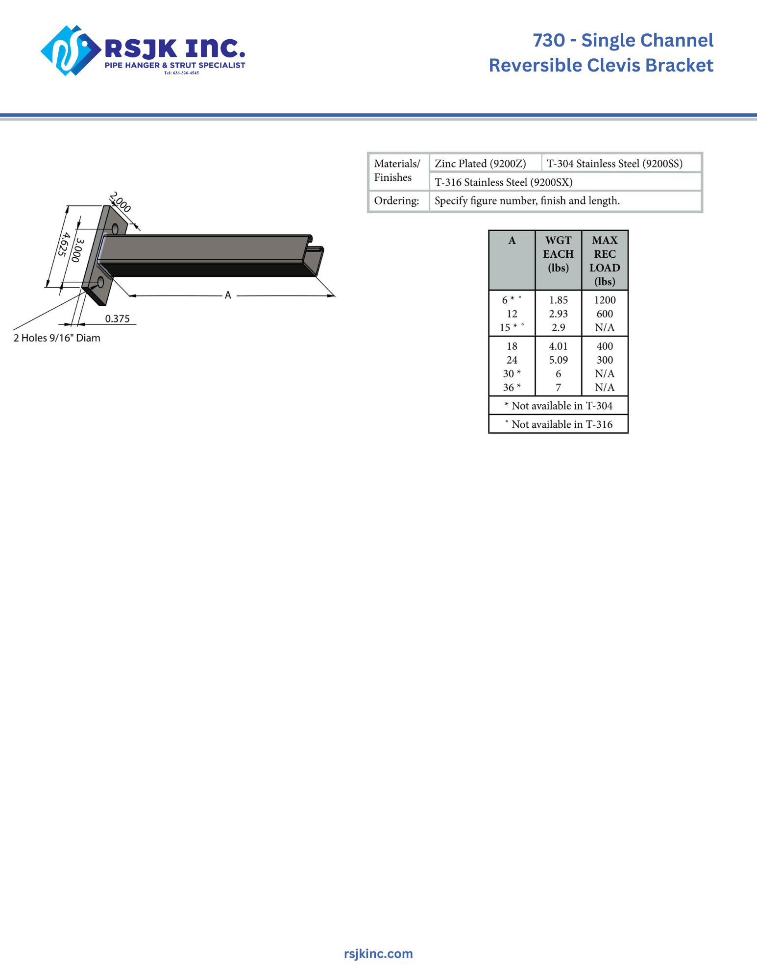 Image of 730 - Single Channel Reversible Clevis Bracket Sub