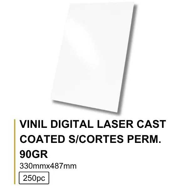 Vinil Digital Laser 90Gr 33x48.7 Cast Coated Gloss S/Corte Perm. - 250 Folhas/Pacote
