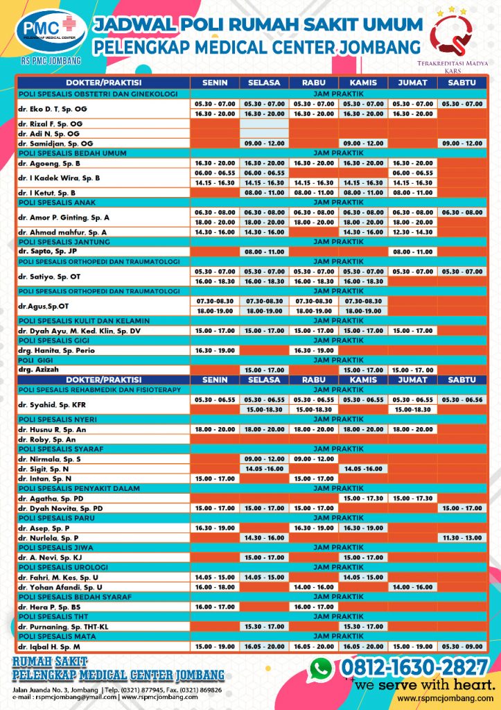Jadwal Poli – Rumah Sakit Pelengkap Medical Center