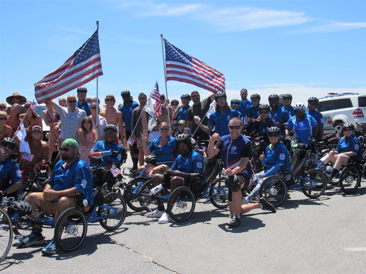 Veterans on bikes and others participating in a Wounded Warrior Project (WWP). The WWP helps veterans find healing.