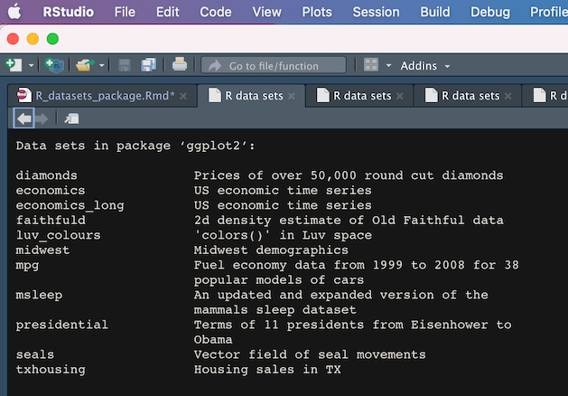 List Datasets in a Specific R Package