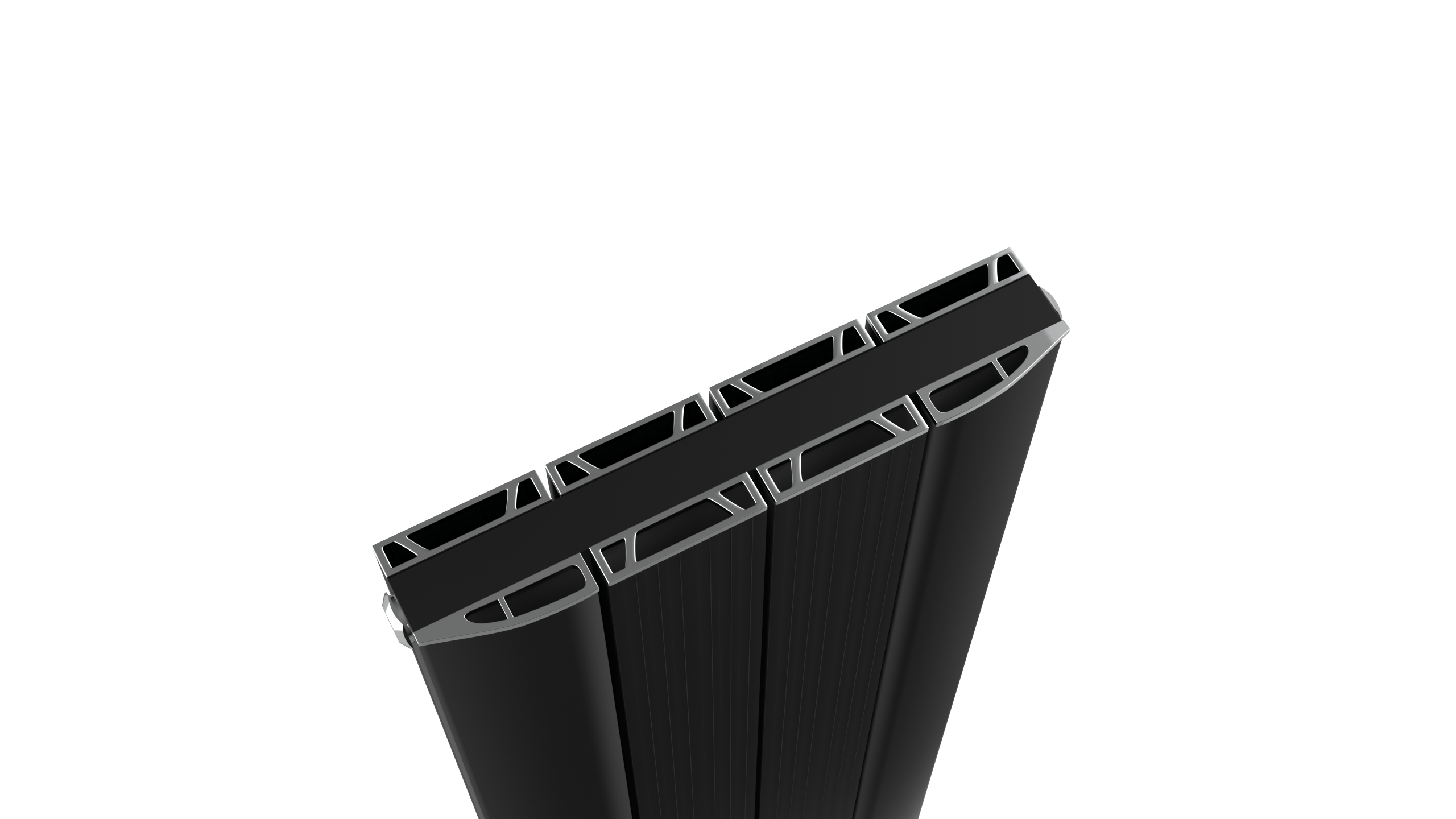 Jupiter Four Panel Black Radiator 1800 x 375