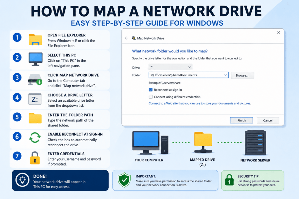 How To Map A Network Drive Complete Guide For Windows Users How To Map A Network Drive 1024x683 