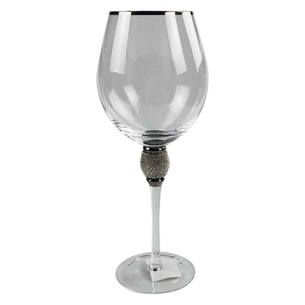 RED WINE GLASS WITH SILVER LINE Ruby Deco