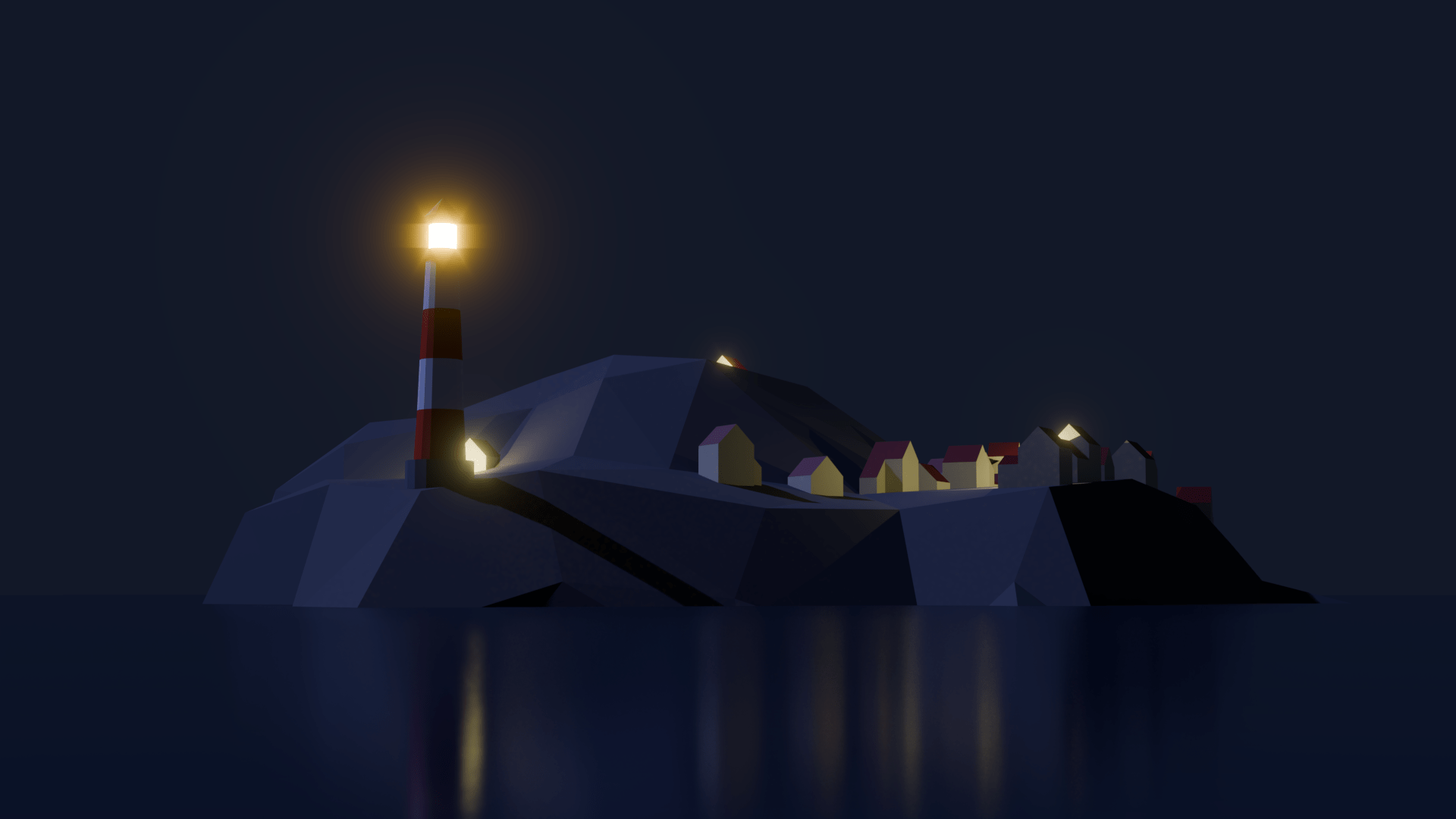 Low Poly Lighthouse Scene Modeled in Blender