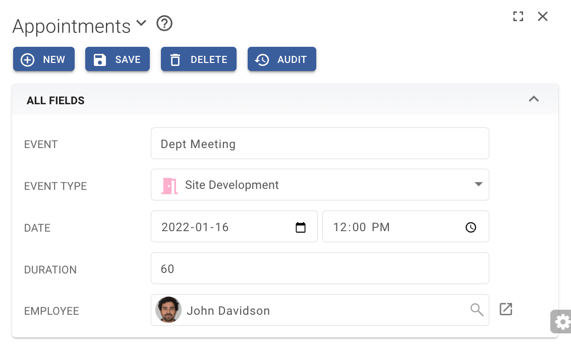 Data Presentation Appointment Form