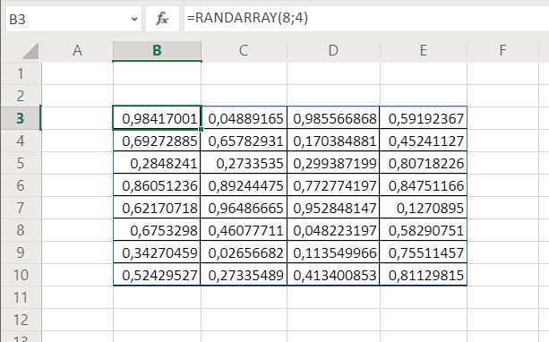 RANDARRAY - RumusHitung.Com