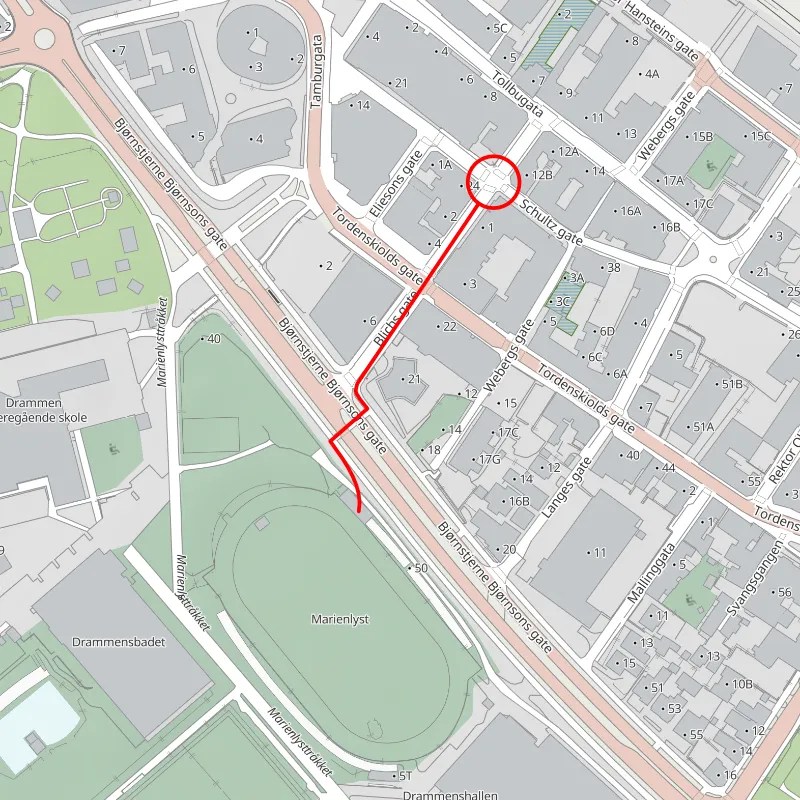 Kart over veien til AfterRun i Blichs Gate
