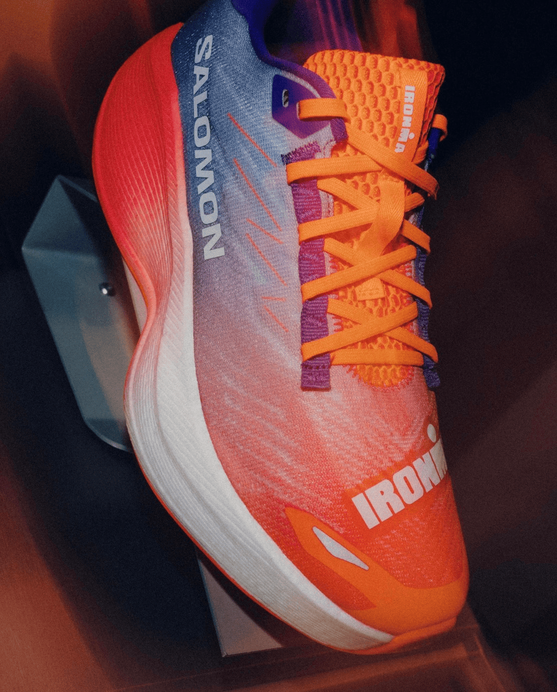 Salomon IRONMAN running shoe displayed at the partnership announcement