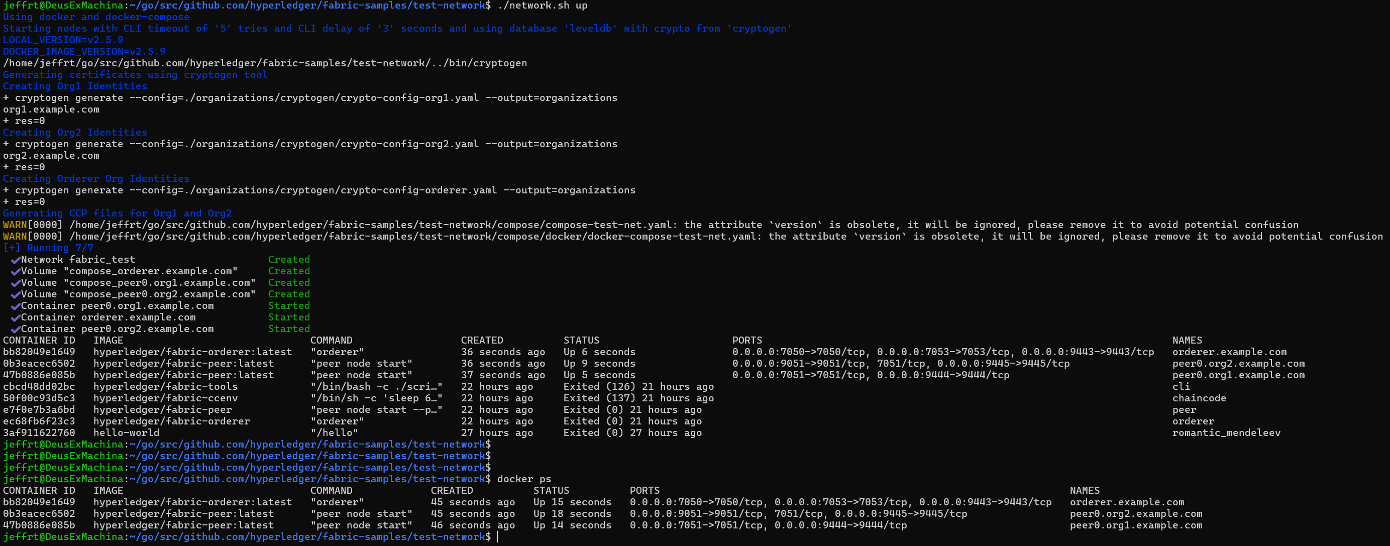 Hyperledger Network Started