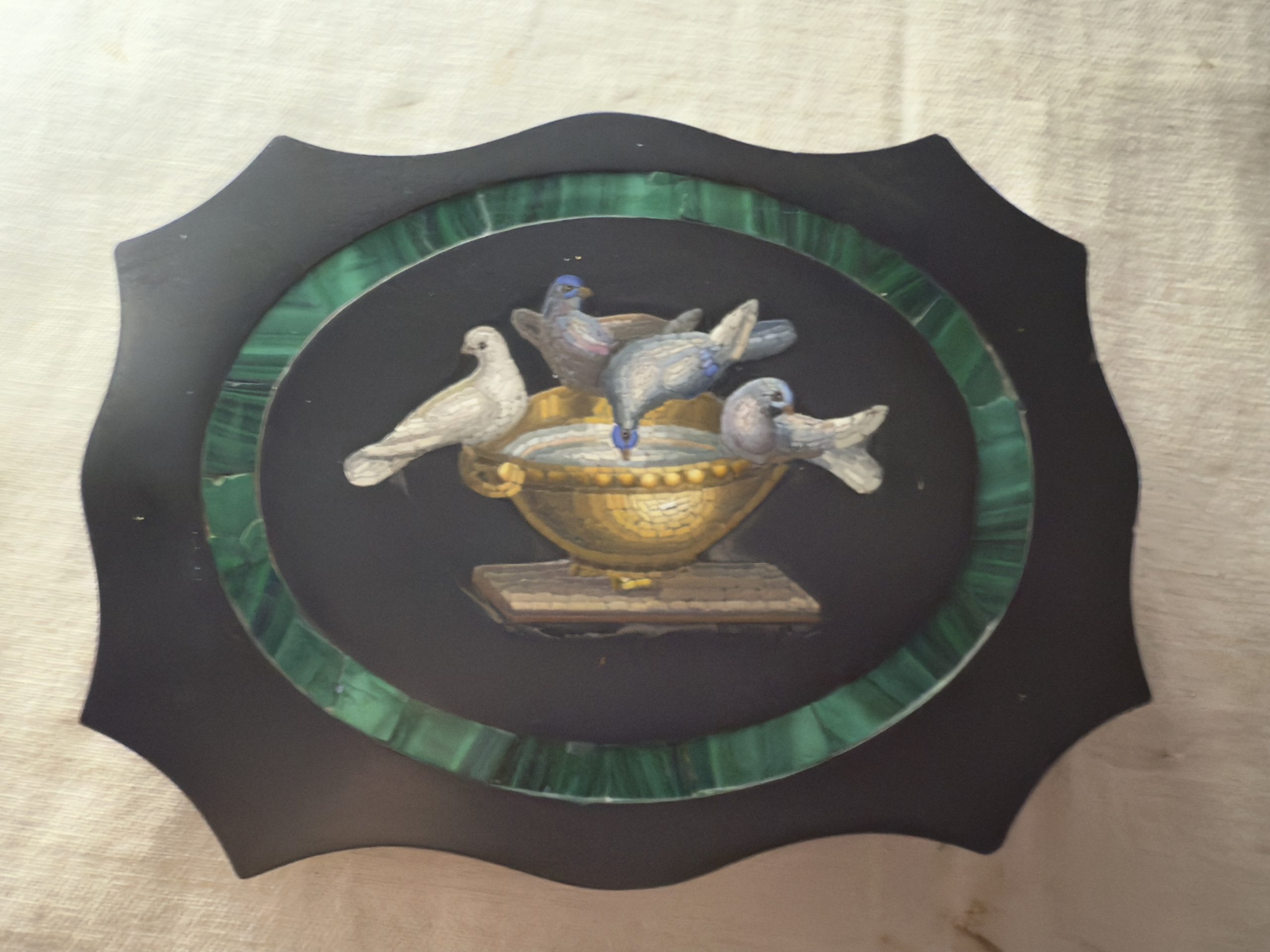 19th Century Micromosaic Doves of Pliny Paperweight