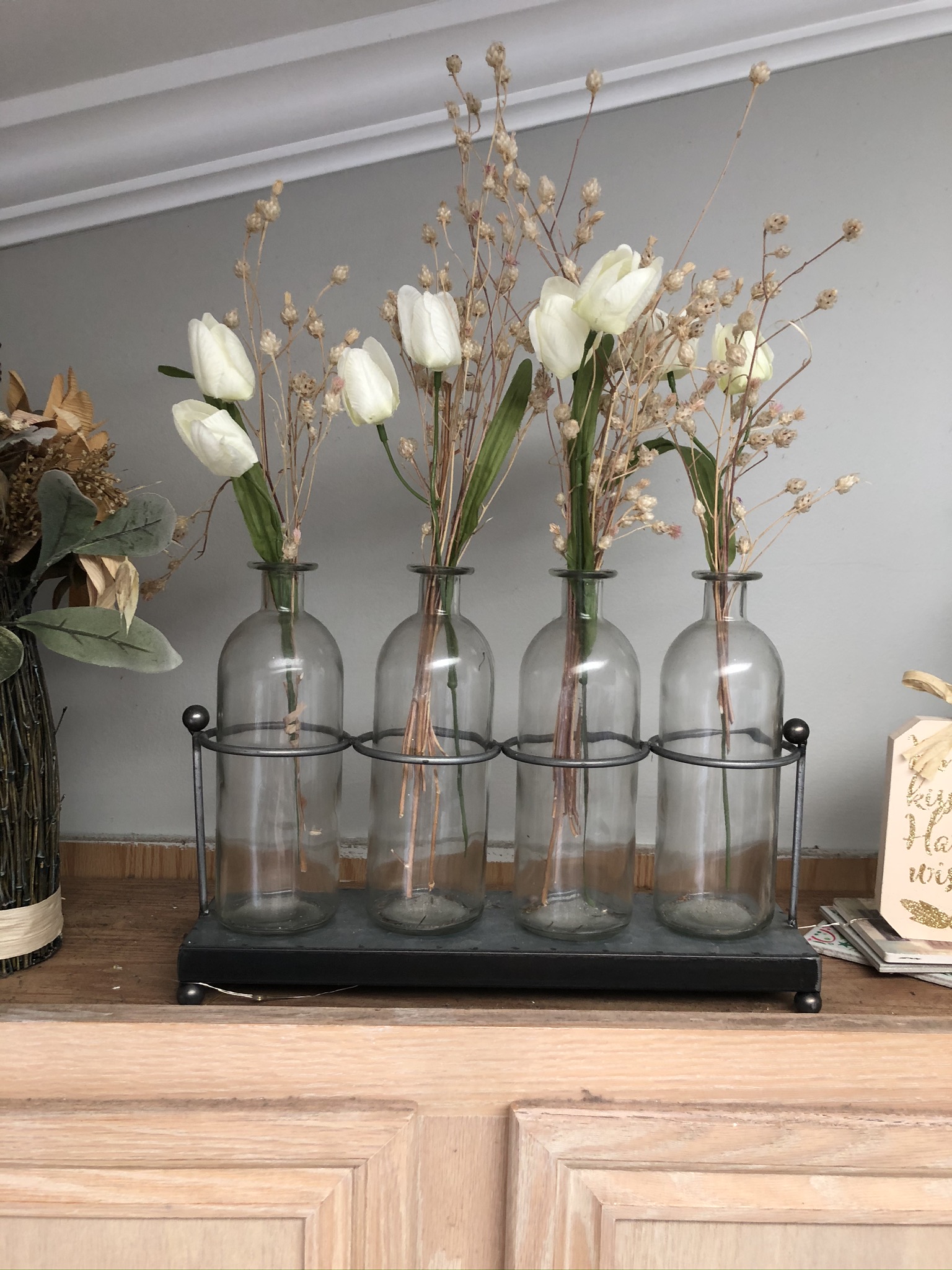 Bottle Rack w/Flowers