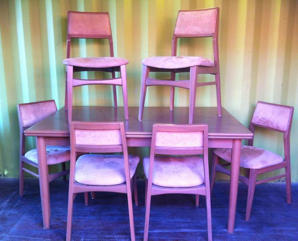 Danish dining set: table + 6 chairs