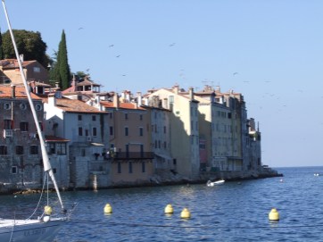 The pastel coloured Venetian-style houses at Rovinj