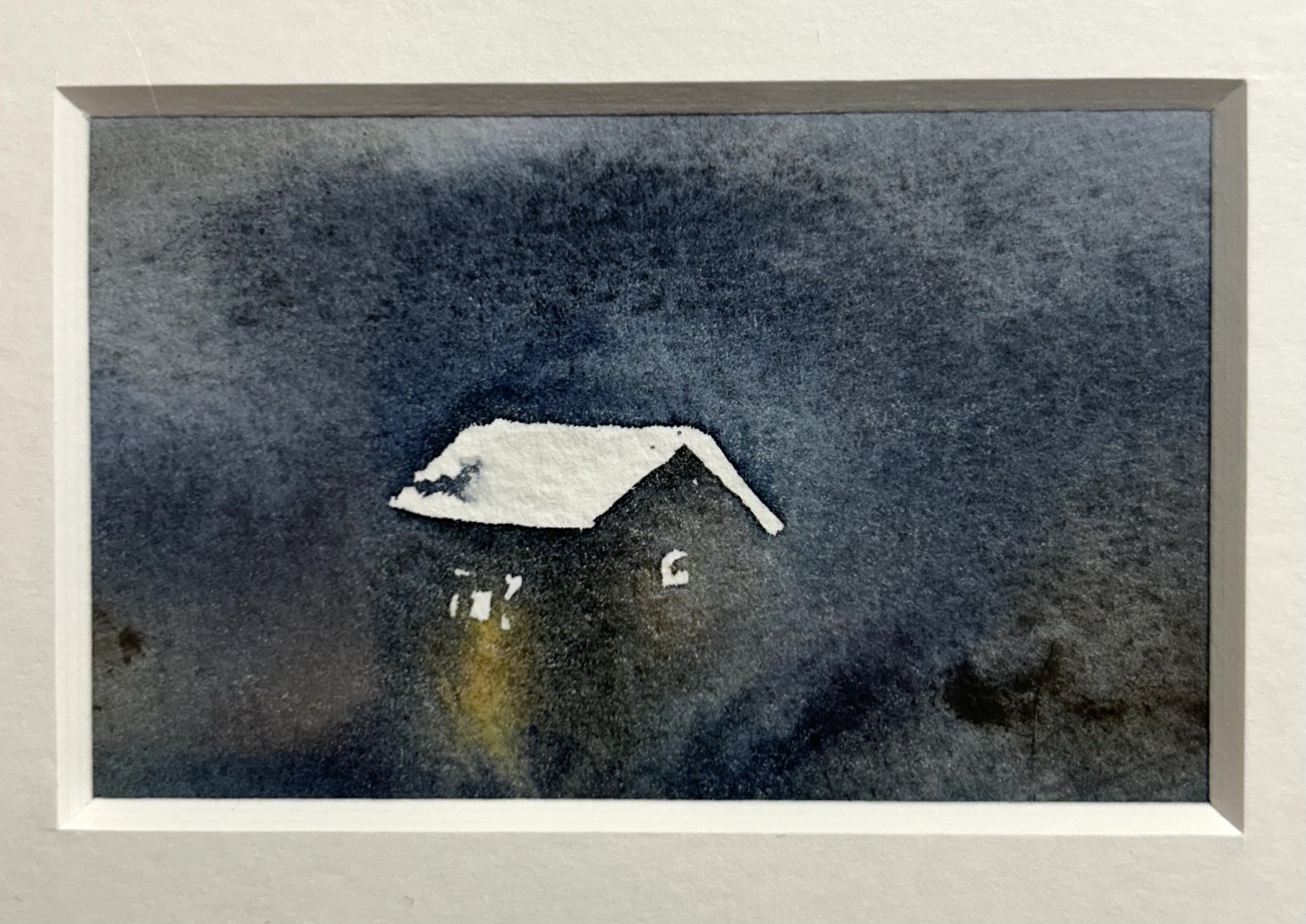 Ly for været | Shelter from the weather [Watercolour on paper, 9 x 5,5 cm]
