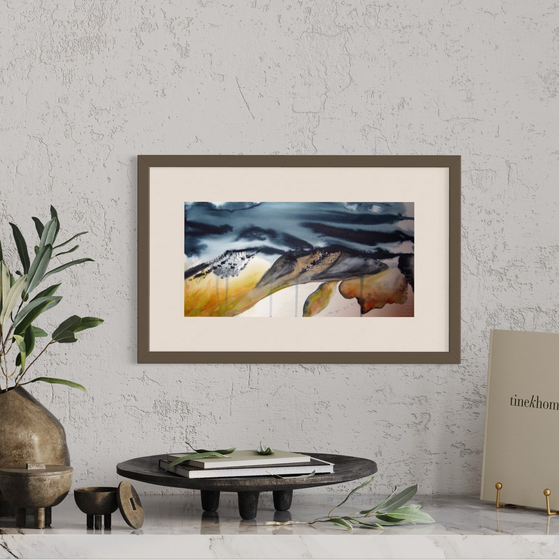 Mountain Heath / Fjellheia [Watercolour with optional frame included, 40 x 20 cm]