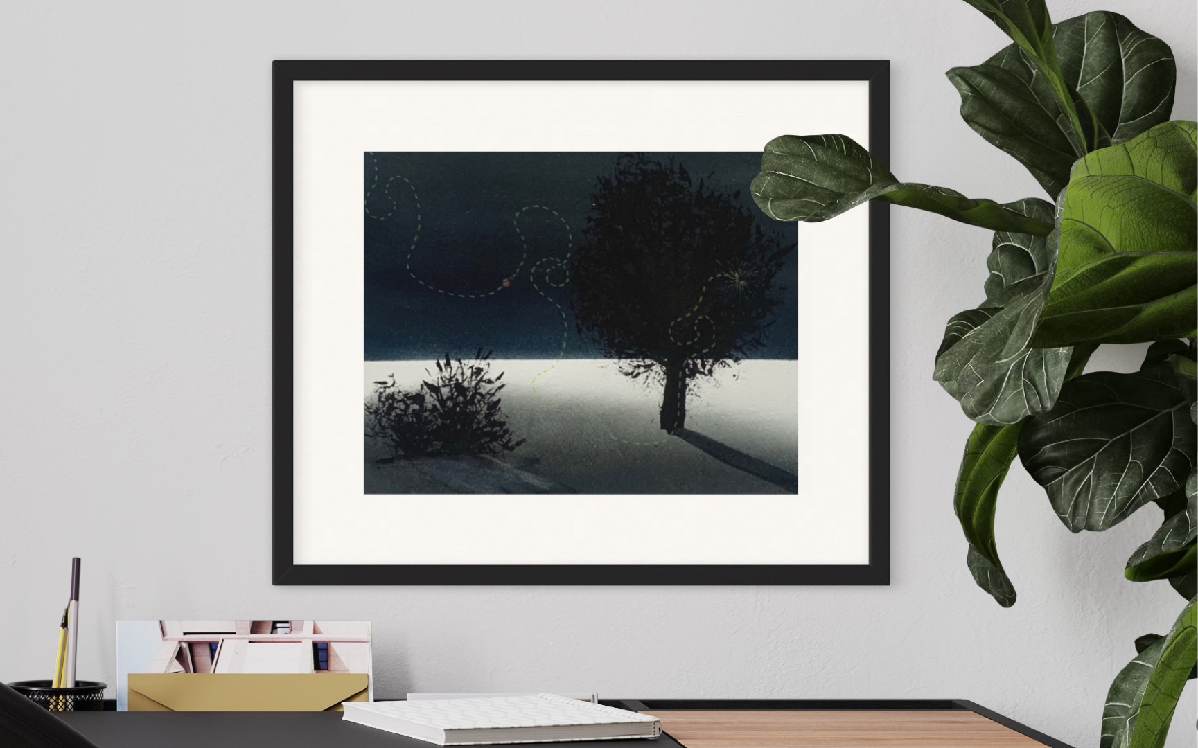 Stillhet på Sporet | Silence on the Track [Hand-coloured and Signed Print, 38 x 28 cm]