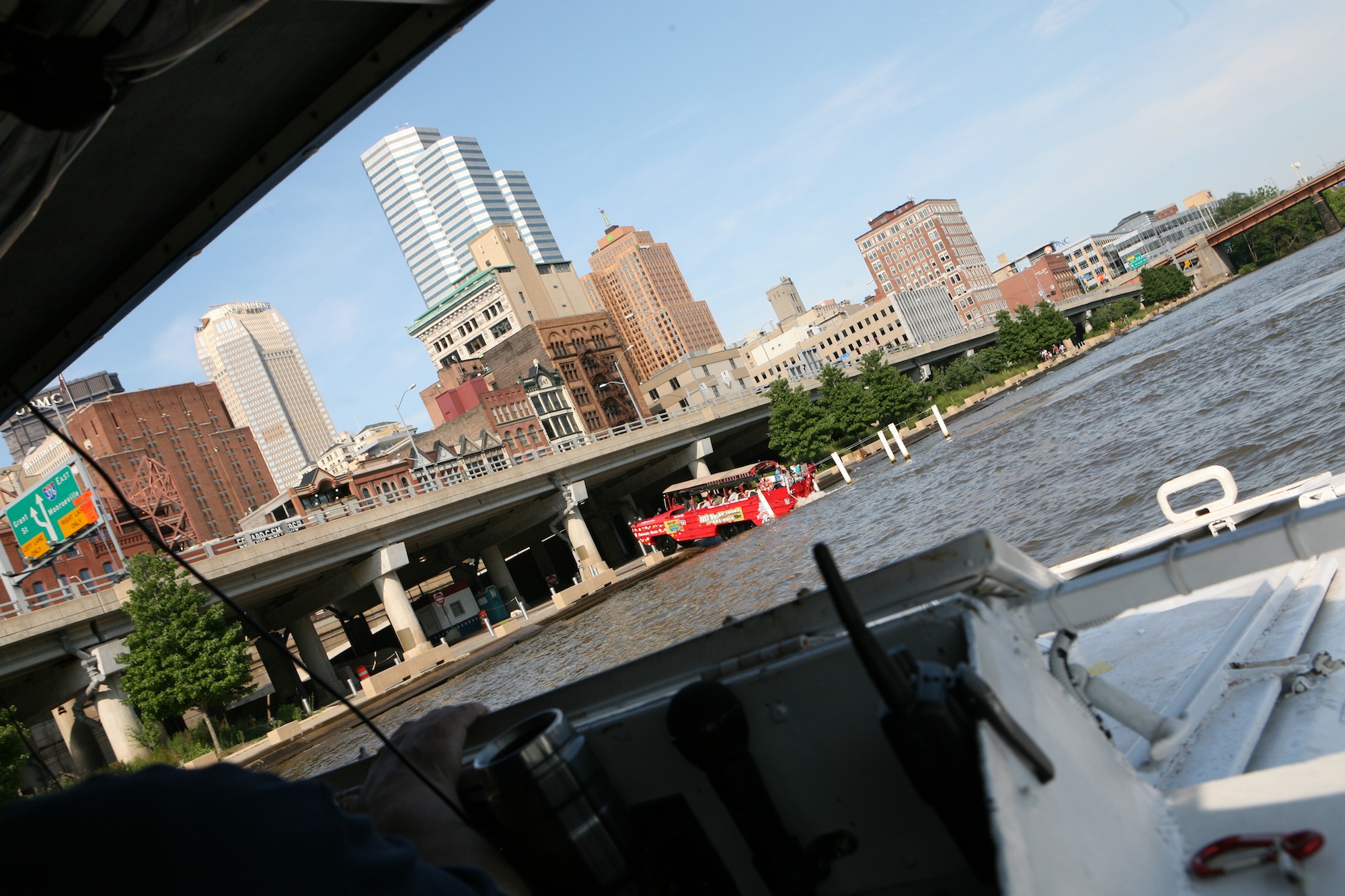 Driving out of the River