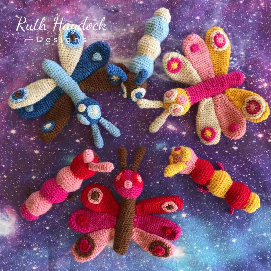 Cosmic Caterpillar and Butterfly Crochet Pattern Ruth Haydock