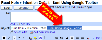 Delete Sent Using Google Toolbar text Delete Sent Using Google Toolbar text