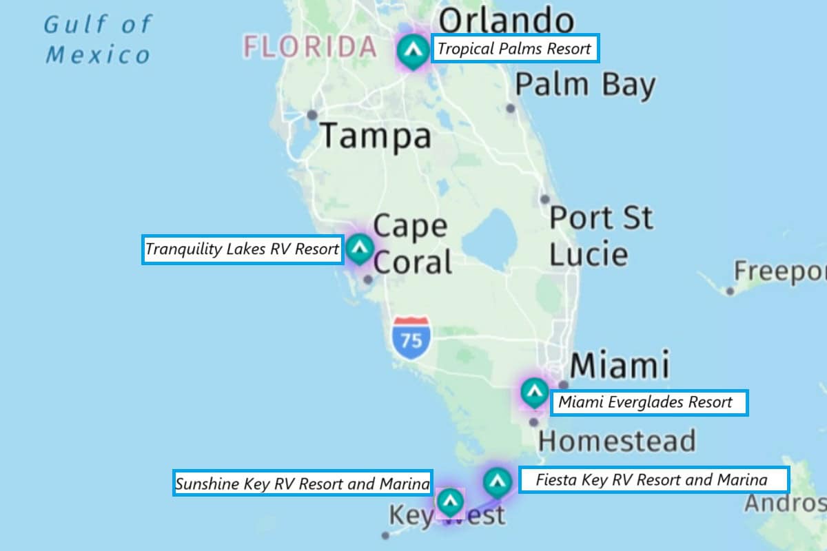 Mapa De Resorts De Florida Image 1 