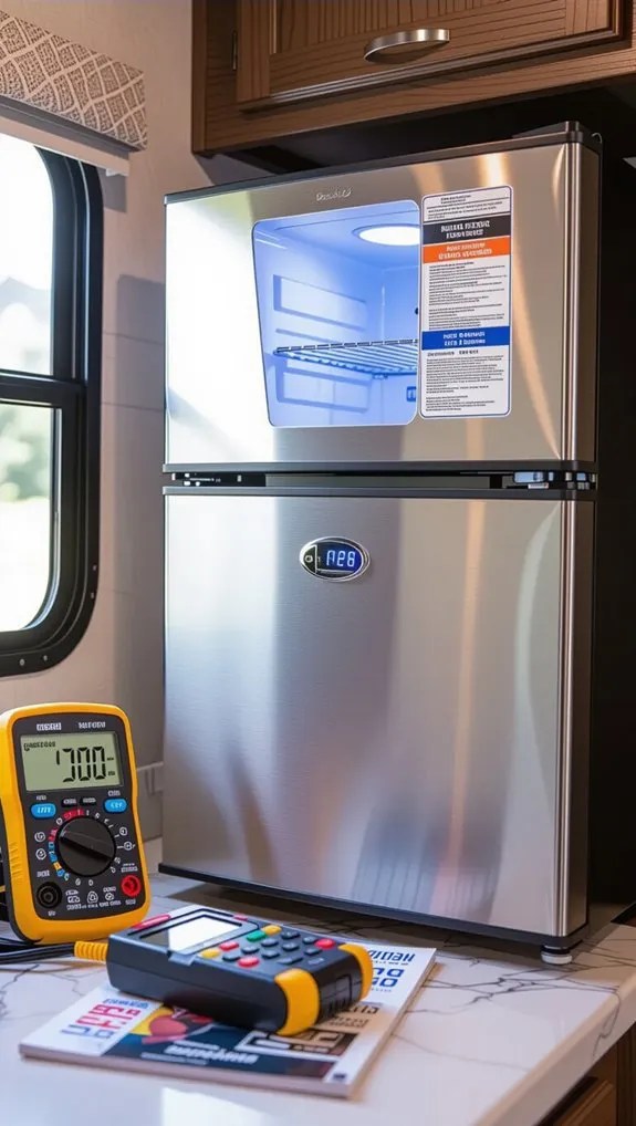 modest rv fridge power