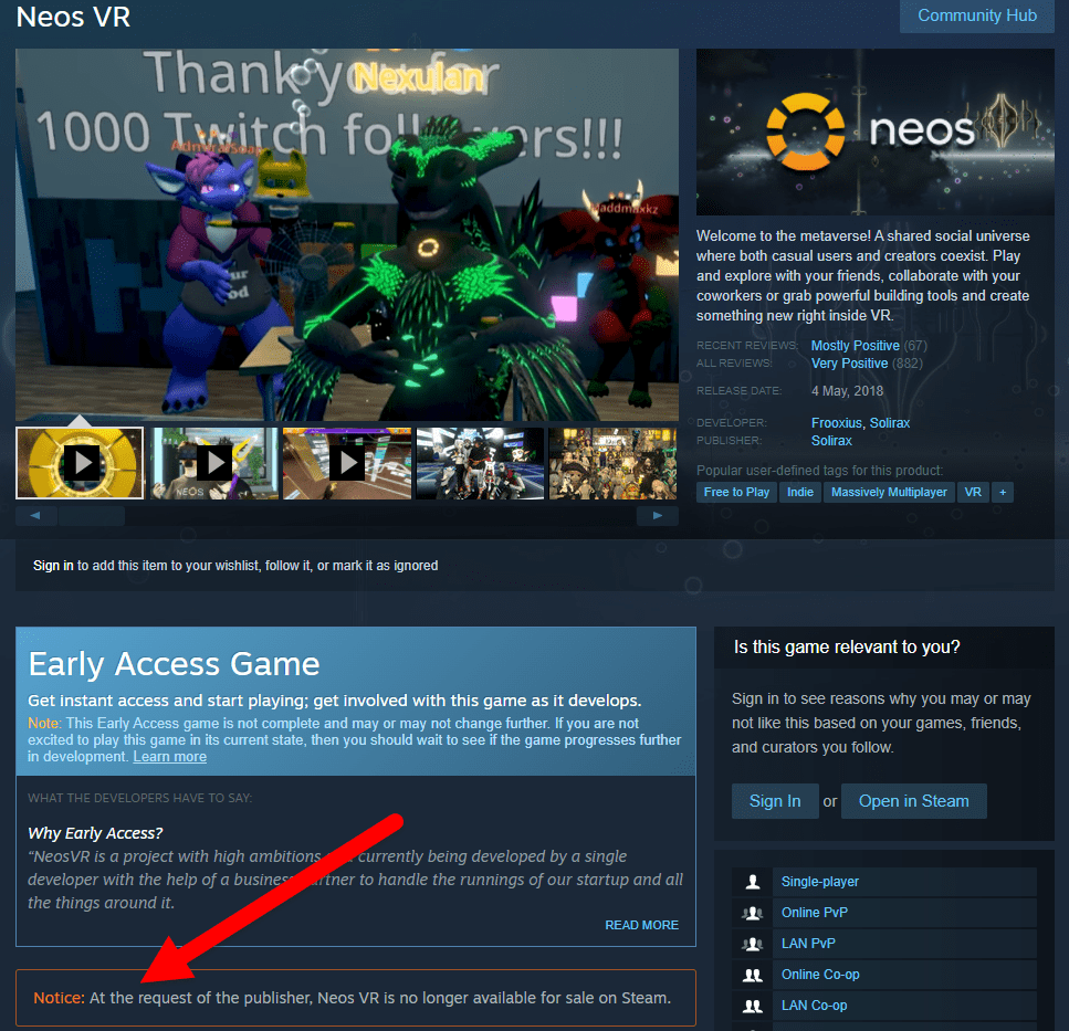 UPDATED! A Dispute Over Cryptocurrency Leads to Social VR Platform NeosVR  Being (Temporarily) Removed from Steam – Ryan Schultz