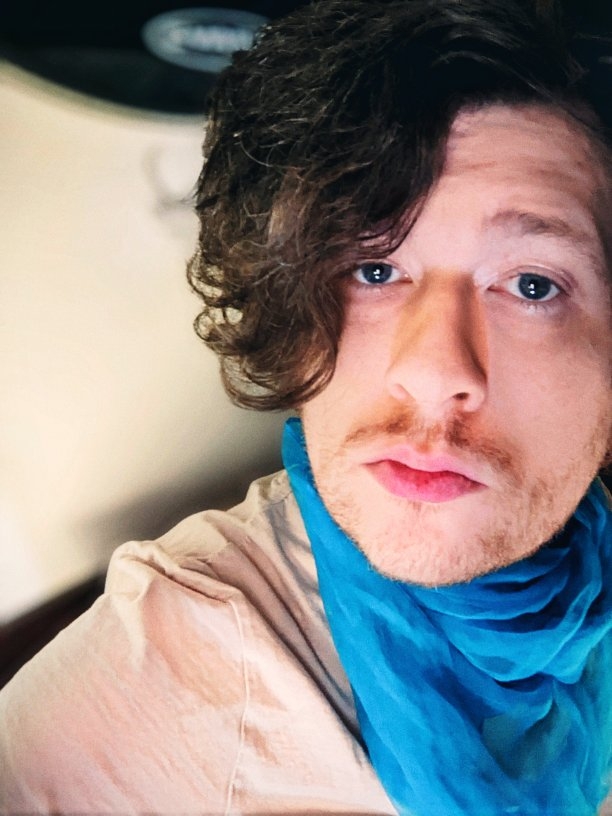 me in a blue scarf