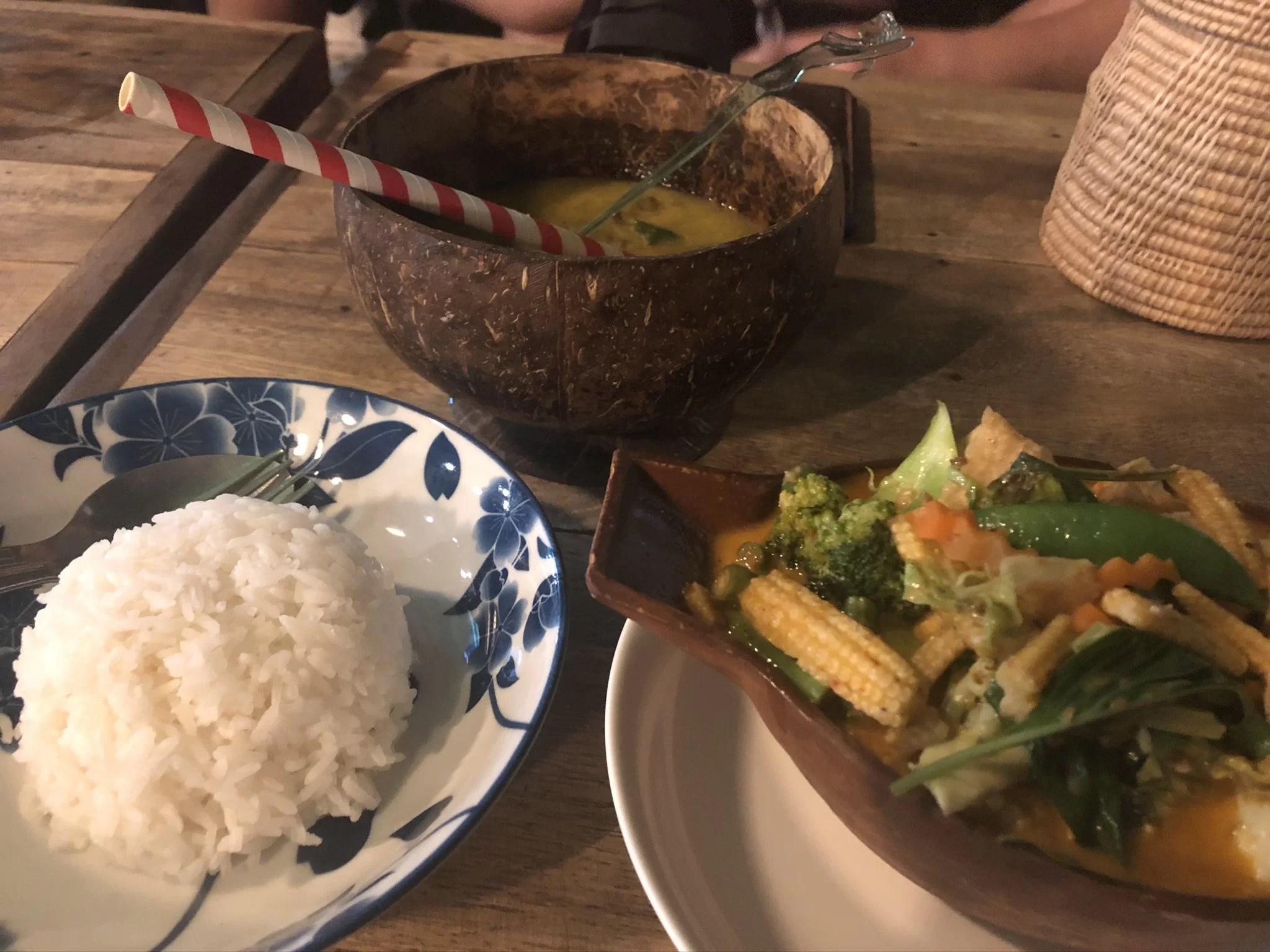 Penang curry, rice, cocktail!