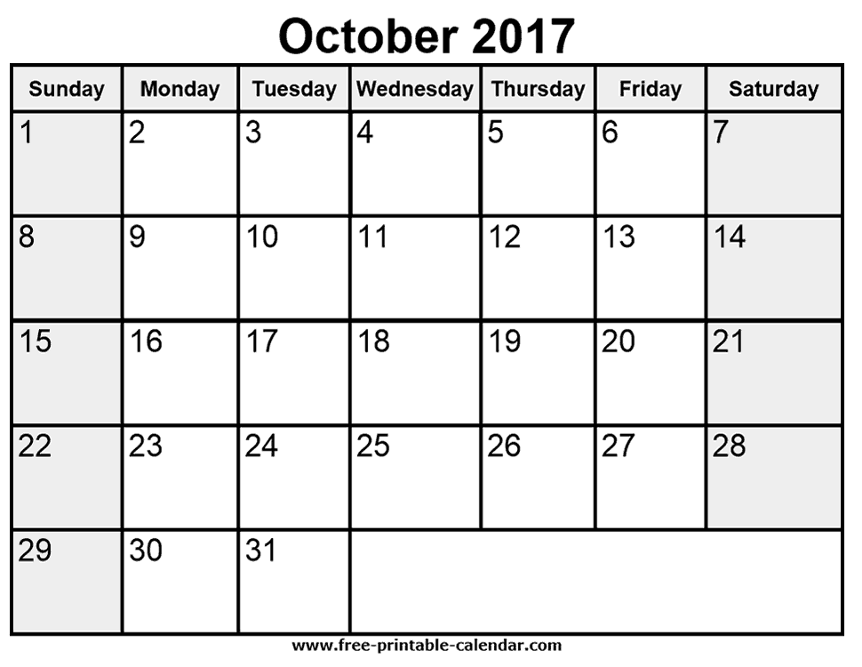 printable october 2017 calendar calendar pinterest free printable