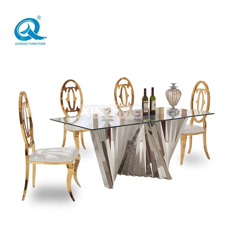 Modern Folding Fan Design Tempered Glass Top Dining Table Set Buy Stainless Steel Marble Glass Dinning Table Set Modern Dining Room Furniture 6 Seater 8 Seater Dining Table Set Dining Table Product On