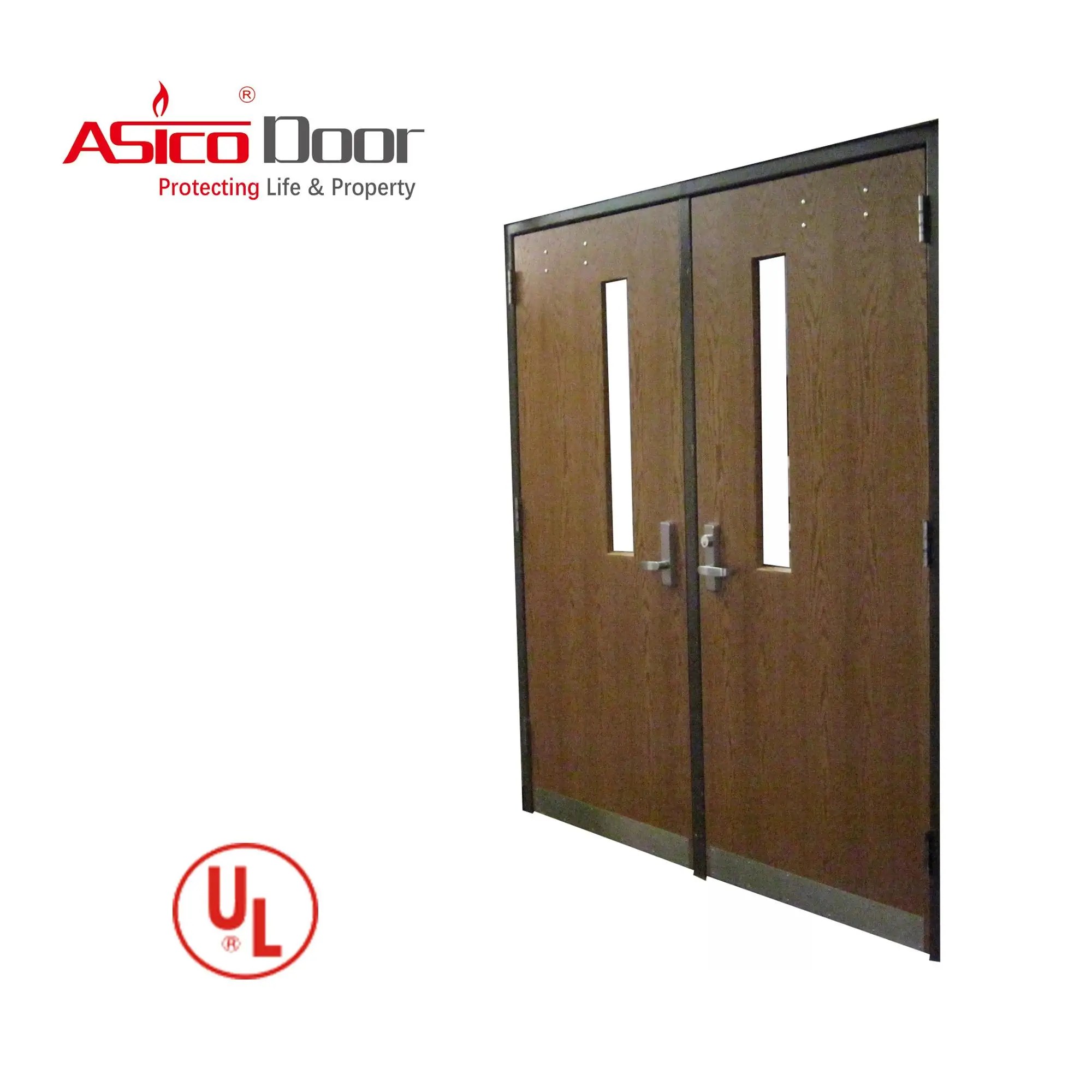 Asico Double Leaf Ul Listed Fire Rated Main Gate Entrance Wooden Door For Lobby Buy Fire Door Main Gate Door Design Lobby Entrance Door Product On Alibaba Com