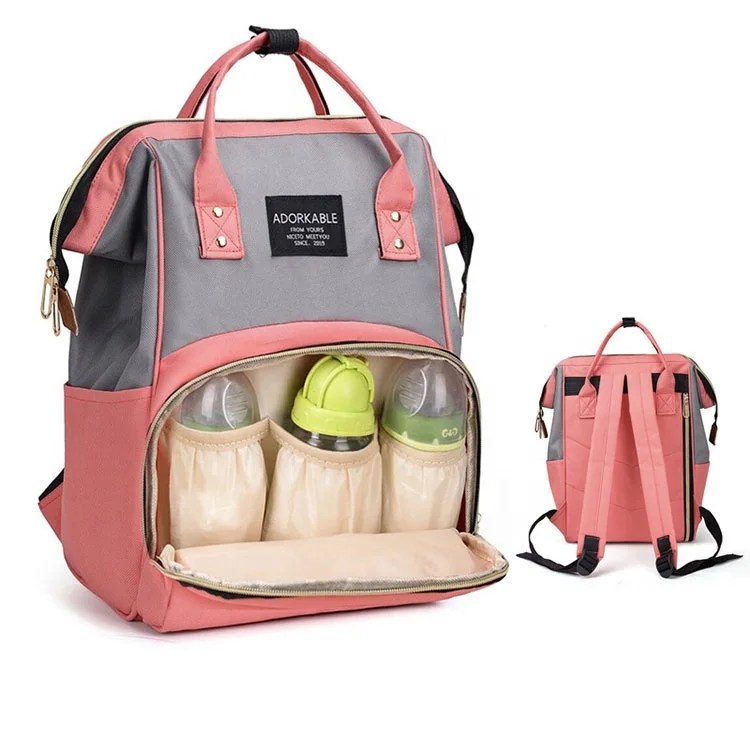 Kingslong Nappy Changing Backpack Multi Function Waterproof Baby Diaper Bag Travel Insulated Pockets Rucksack For Mom Dad Grey Baby Products Nappy Changing