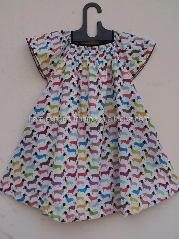 Kids Wear Dog Design Printed Beautiful Party Wear Birthday Wear Dress Frocks Cotton Screen Printed Kids Dresses Buy Pettiskirt Kids Birthday Party Dress Kids Party Wear Dresses For Girls Party