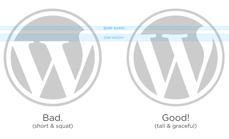 Comparison of the right and wrong WordPress logo usage.
